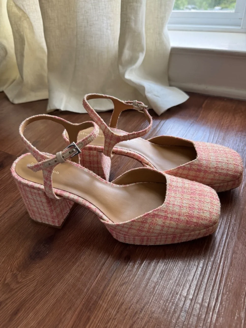 Reformation Marisol Pink Tweed Platform 9.5